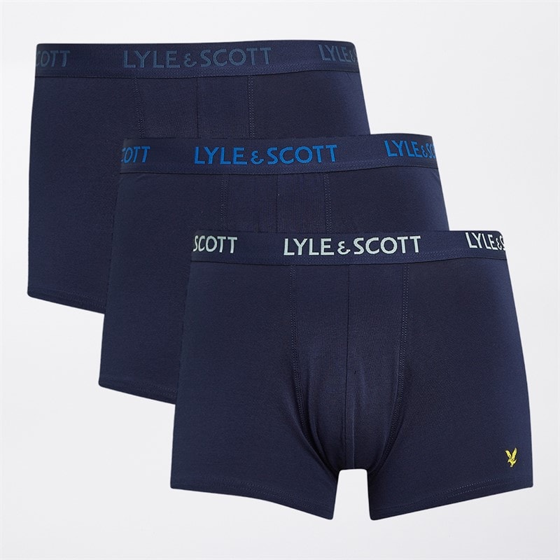 Lyle And Scott Vintage Heren Barclay Drie Pack Boxer Trunks Peacoat