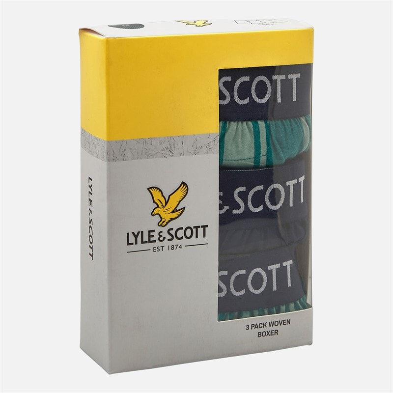 Lyle And Scott Vintage Herren Lenny 3er-Pack Boxershorts Cadmium Grün/Jade Streifen/Marineblau/Cadmium Grün Vichy Cadmium Green & Jade Stripe/Peacoat/Cadmium Green Gingham - Bild 2