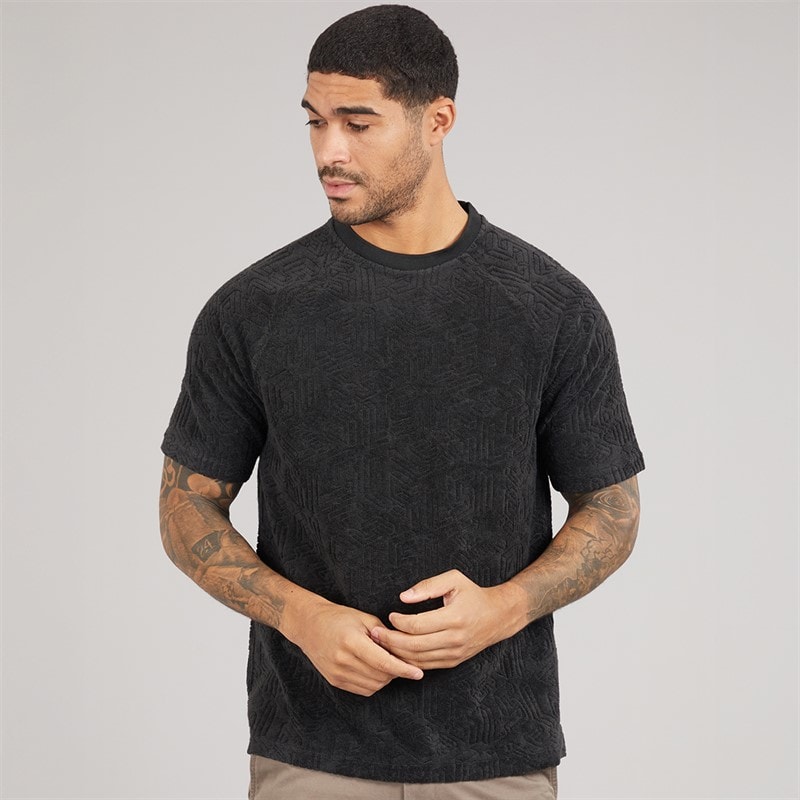 Lyle And Scott Vintage Heren Emblem Badstof T-shirt Z865 Jet Black