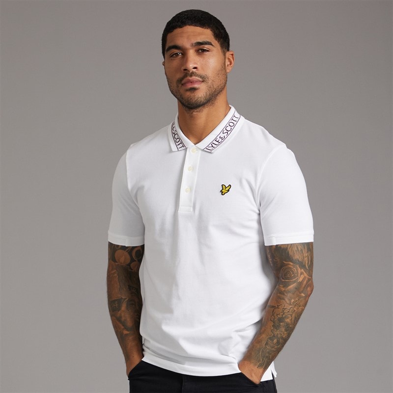 Lyle And Scott Vintage Heren Logo Geribbelde Polo Shirt Y069 White/Port