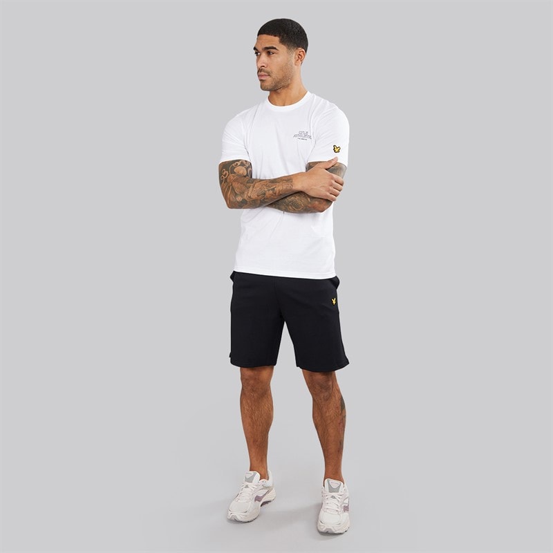 Lyle And Scott Vintage Heren Fly Fleece Shorts Z865 Jet Black - Afbeelding 4