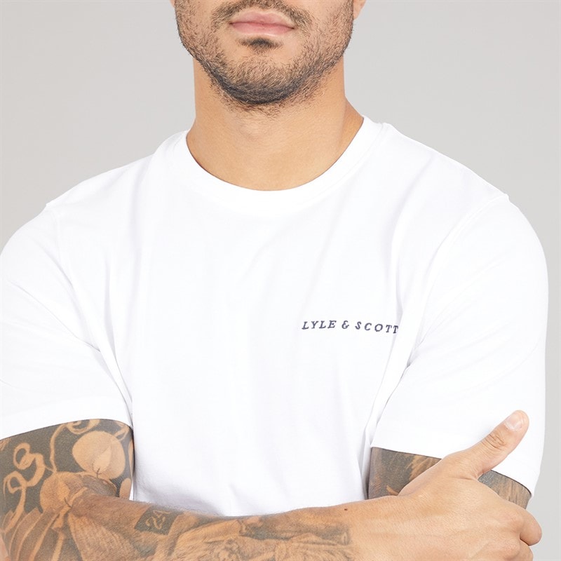 Lyle And Scott Vintage T-shirt z napisem dla niego kolor 626 White – zdjęcie  3