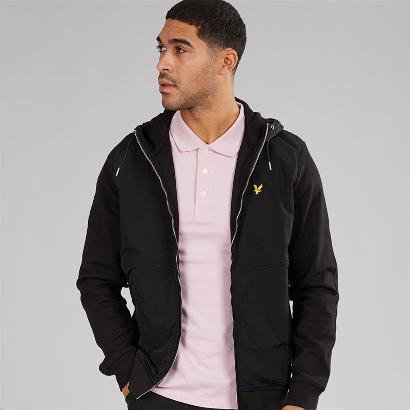 Lyle And Scott Vintage Heren Half Raglan Hybride Hoodie Z865 Jet Black