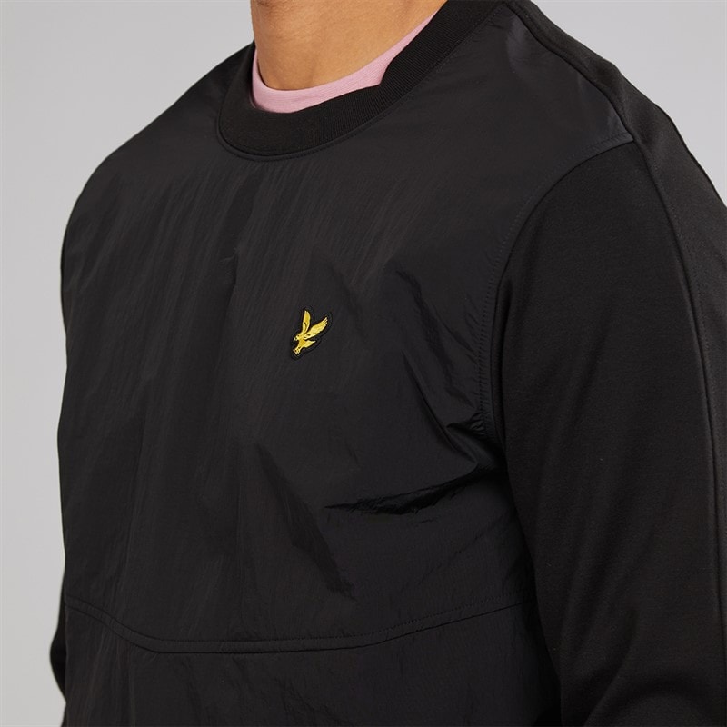 Lyle And Scott Vintage Heren half raglan hybride sweatshirt Z865 Jet Black - Afbeelding 3