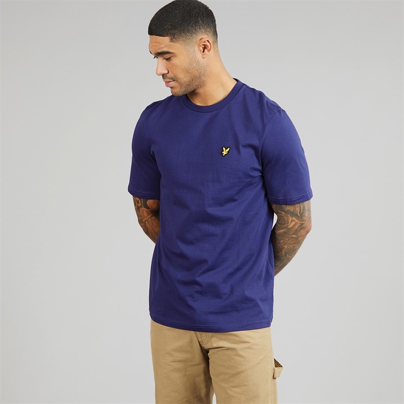 Lyle And Scott Vintage Heren Middengewicht Katoenen T-shirt Deep Indigo - Afbeelding 3