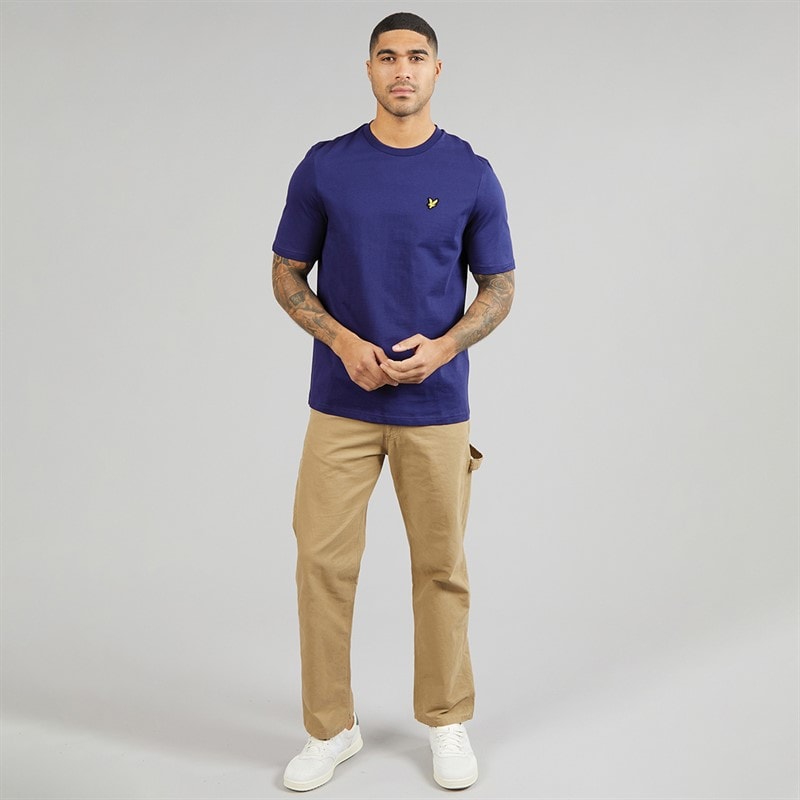 Lyle And Scott Vintage Heren Middengewicht Katoenen T-shirt Deep Indigo - Afbeelding 4