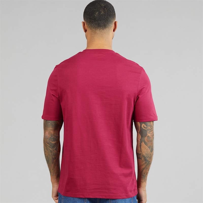 Lyle And Scott Vintage Heren Middengewicht Katoenen T-shirt Rich Burgundy - Afbeelding 2