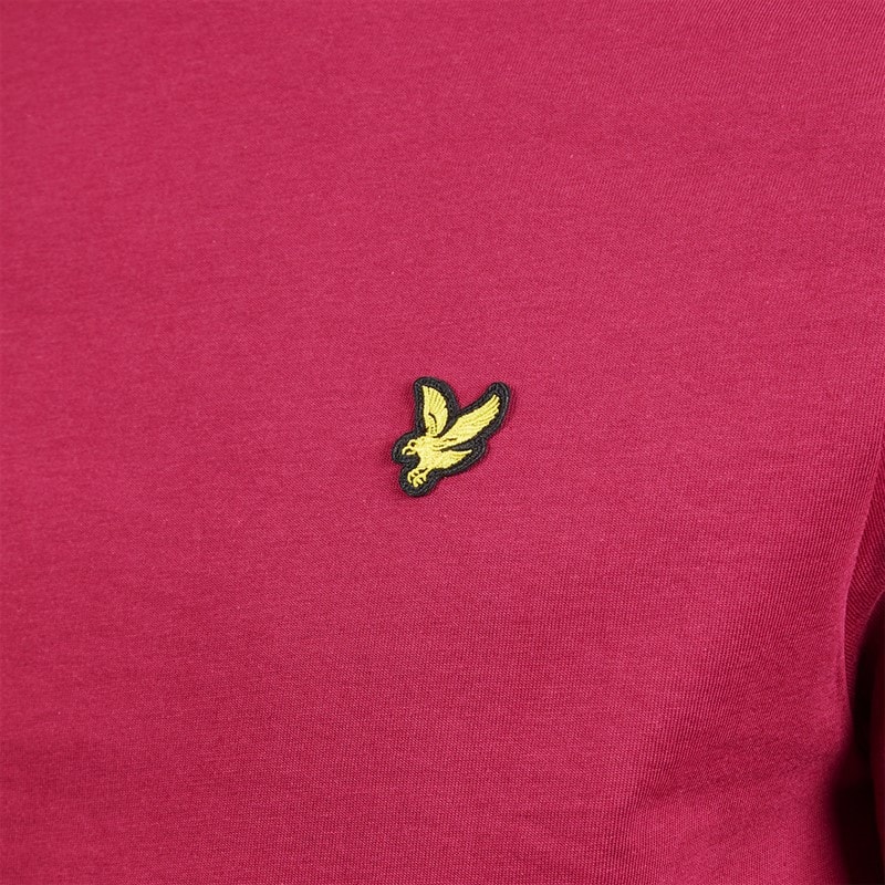 Lyle And Scott Vintage Heren Middengewicht Katoenen T-shirt Rich Burgundy - Afbeelding 3
