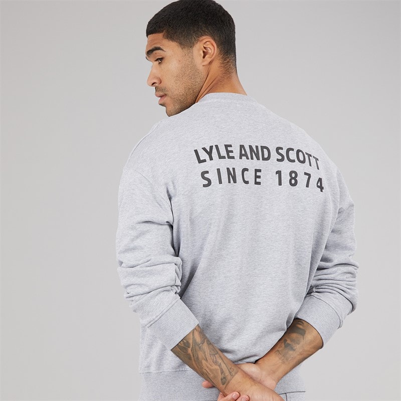 Lyle And Scott Vintage Herren Oversized 1874 Sweatshirt Light Grey Marl