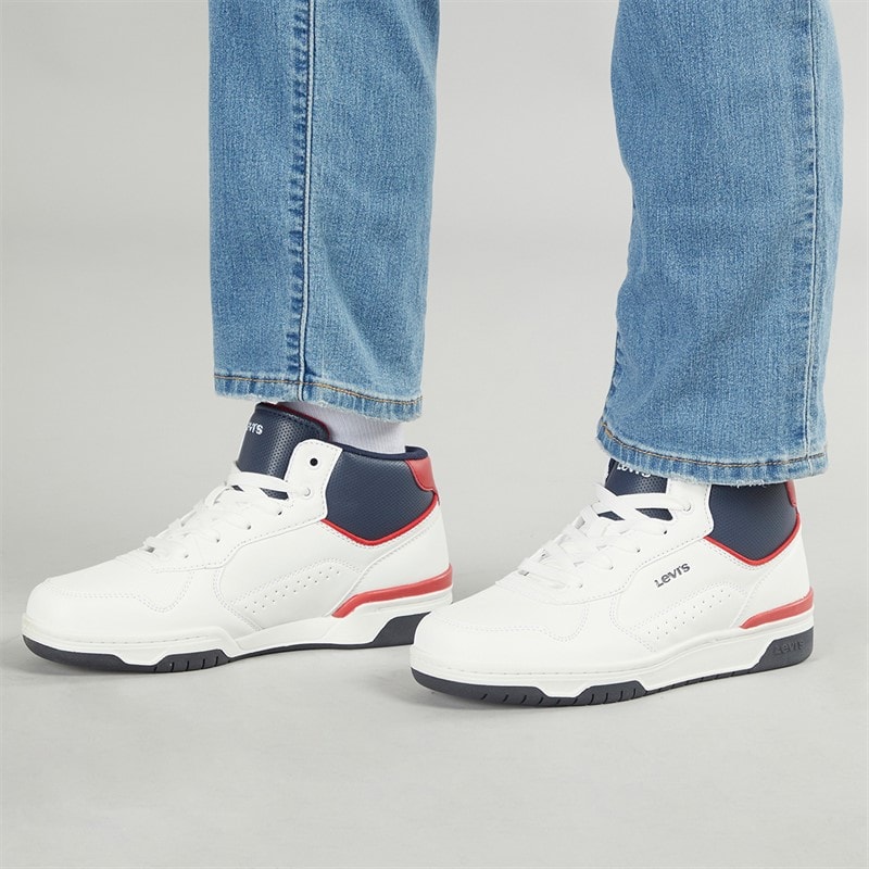 Levi's Junior Dereck Hi Top Sneakers Wit Marine Rood 0218