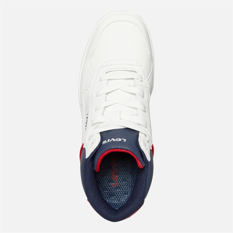 Levi's Junior Dereck Hi Top Sneakers Wit Marine Rood 0218 - Afbeelding 5