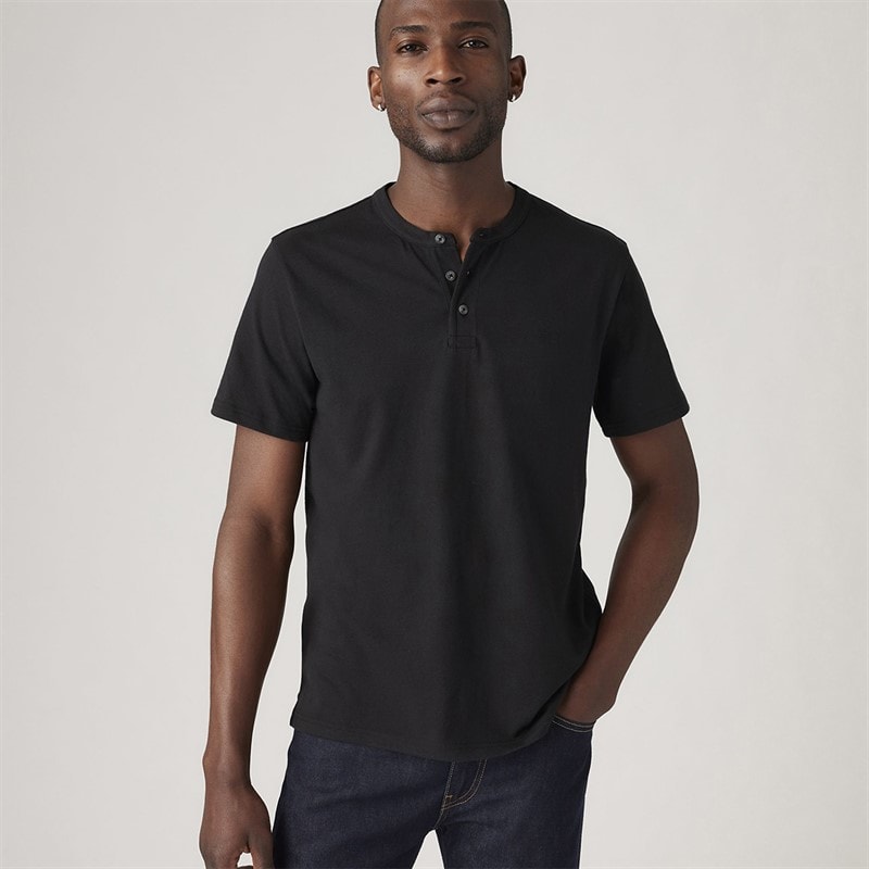 Levi's T-shirt Henley à manches courtes Homme Mineral Black
