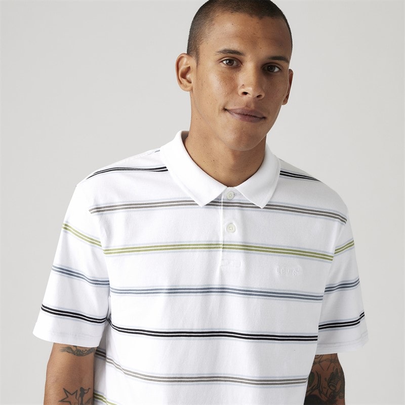 Levi's Heren Authentiek Poloshirt Rowan Stripe Bright White - Afbeelding 3
