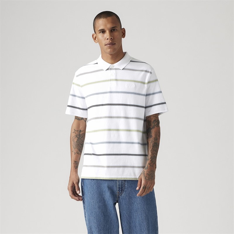 Levi's Heren Authentiek Poloshirt Rowan Stripe Bright White - Afbeelding 4