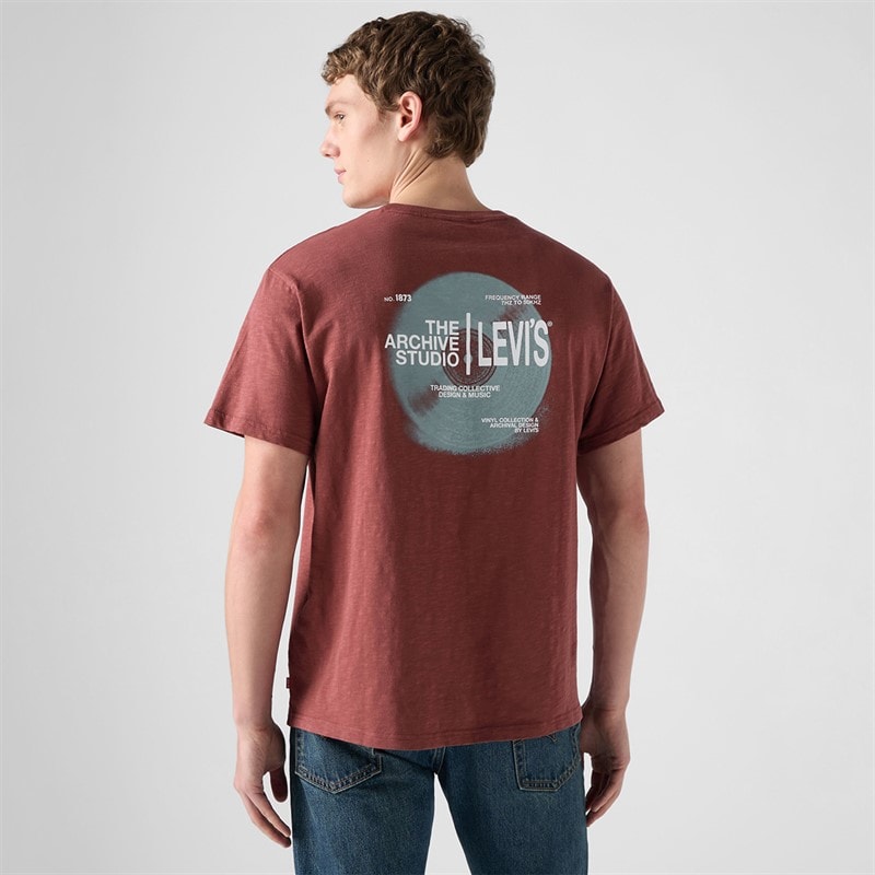 Levi's Herren Relaxed Fit T-Shirt Levis Records 1 Crushed Berry
