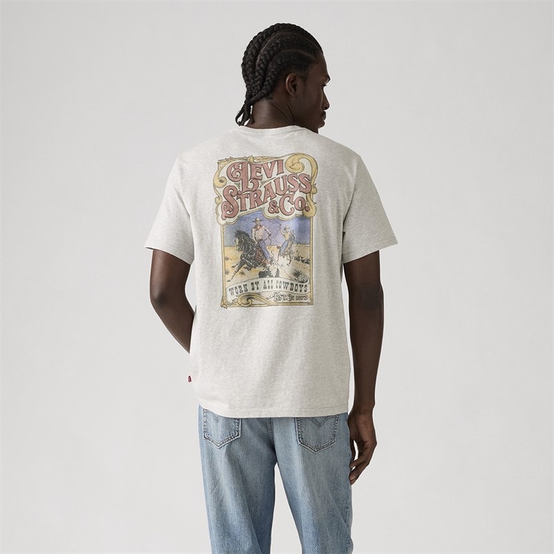 Levi's T-shirt o luźnym kroju dla niego kolor Jasnoszary melanż noszony przez kowbojów – zdjęcie  2