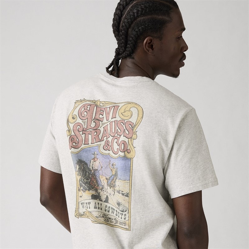 Levi's T-shirt o luźnym kroju dla niego kolor Jasnoszary melanż noszony przez kowbojów – zdjęcie  4
