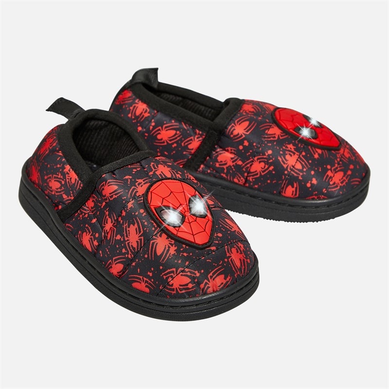 Spiderman Jongens RS Lichtgevende Pantoffels Zwart / Rood - Afbeelding 1