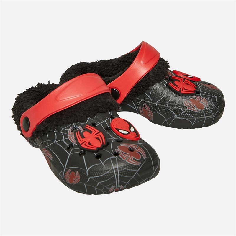 Spiderman Baby Jongens Ny Gevoerde Klompen Zwart / Rood