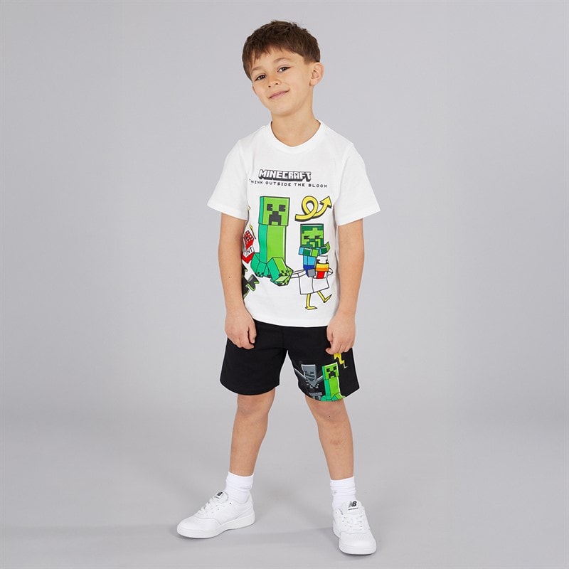 Minecraft Jongens T-shirt en short set Wit/Zwart - Afbeelding 3