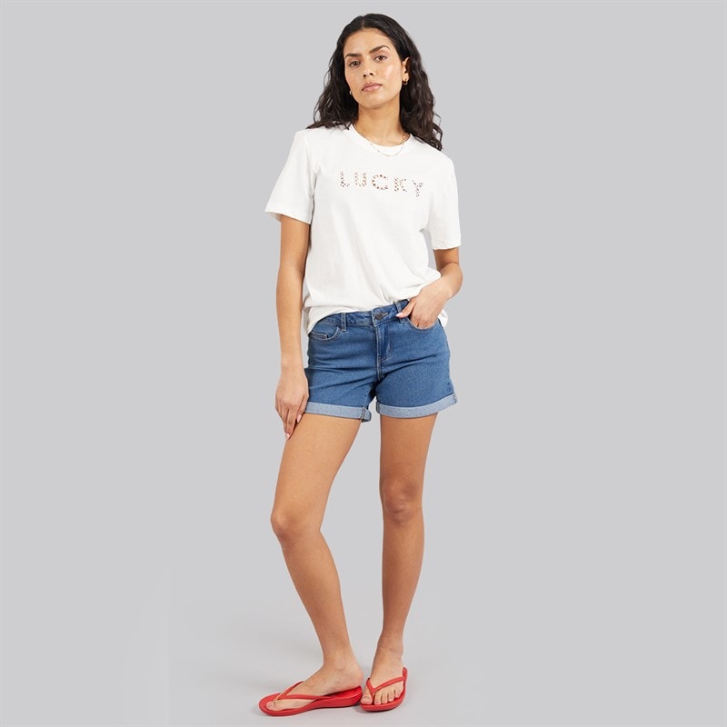 Noisy May Dames Debby Denim Shorts Medium Blue Denim - Afbeelding 4