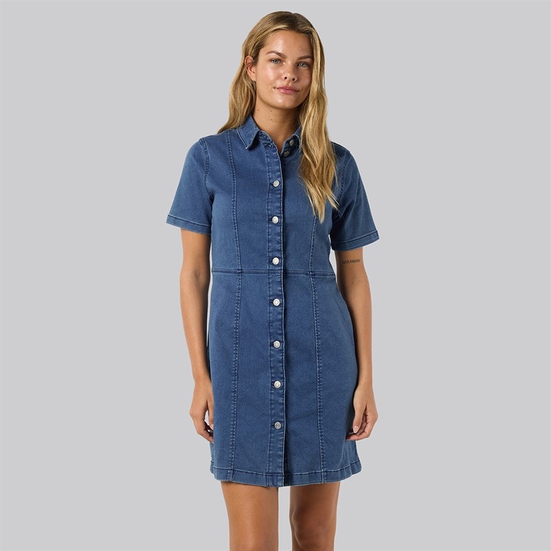 Noisy May Damen Slim Jeans Kleid Medium Blue Denim