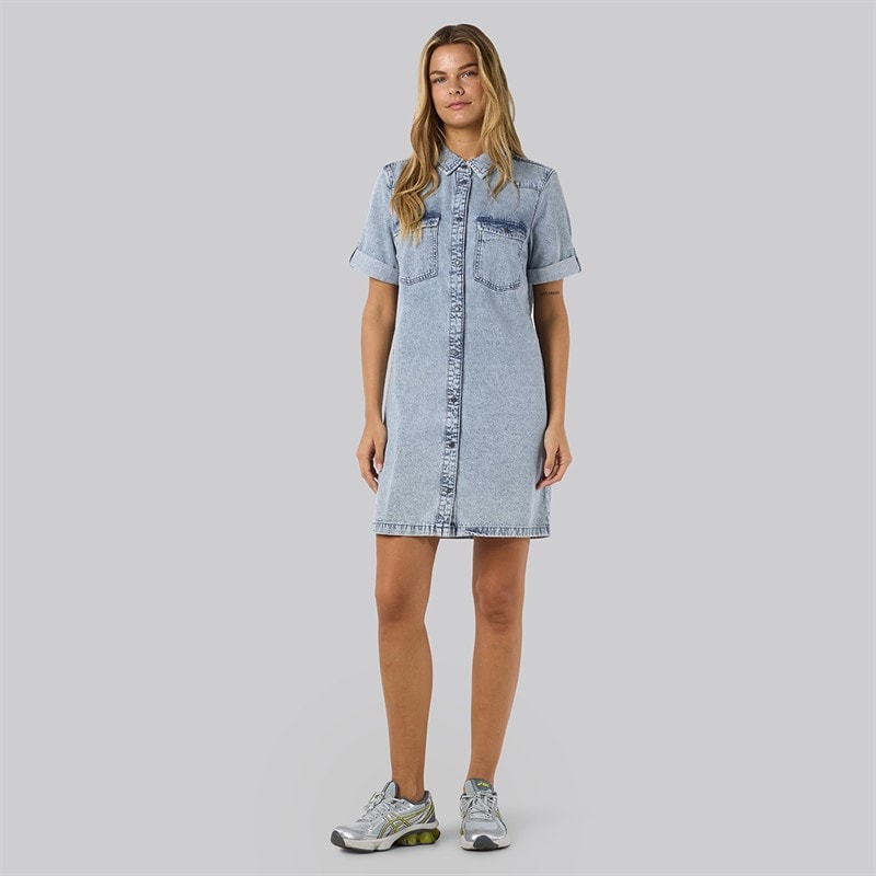 Noisy May Dames Signe Denim Jurk Light Blue Denim - Afbeelding 2