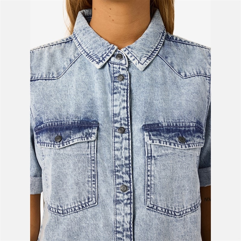 Noisy May Dames Signe Denim Jurk Light Blue Denim - Afbeelding 4