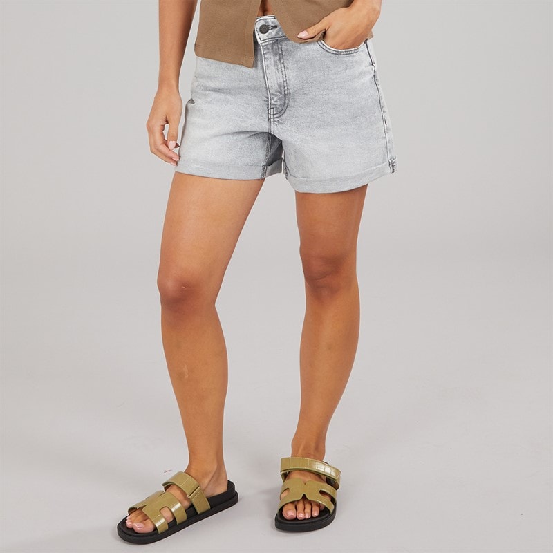 Noisy May Damen High Waist Jeans Shorts Light Grey Denim