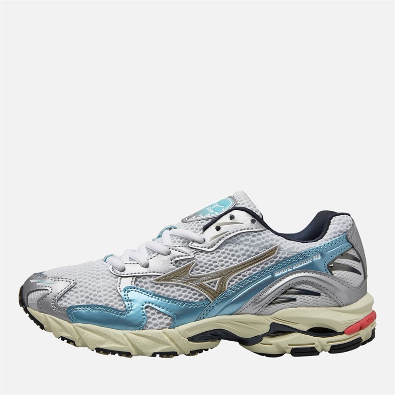 Mizuno Wave Rider 10 Sneakers Wit/Vintage Khaki/Reef Waters - Afbeelding 1