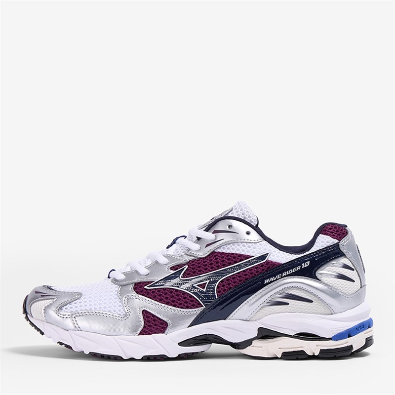Mizuno Wave Rider 10 Sneakers Wit/Bariton Blauw/Donkerpaars Wit/Baritoneblue/Darkpurple