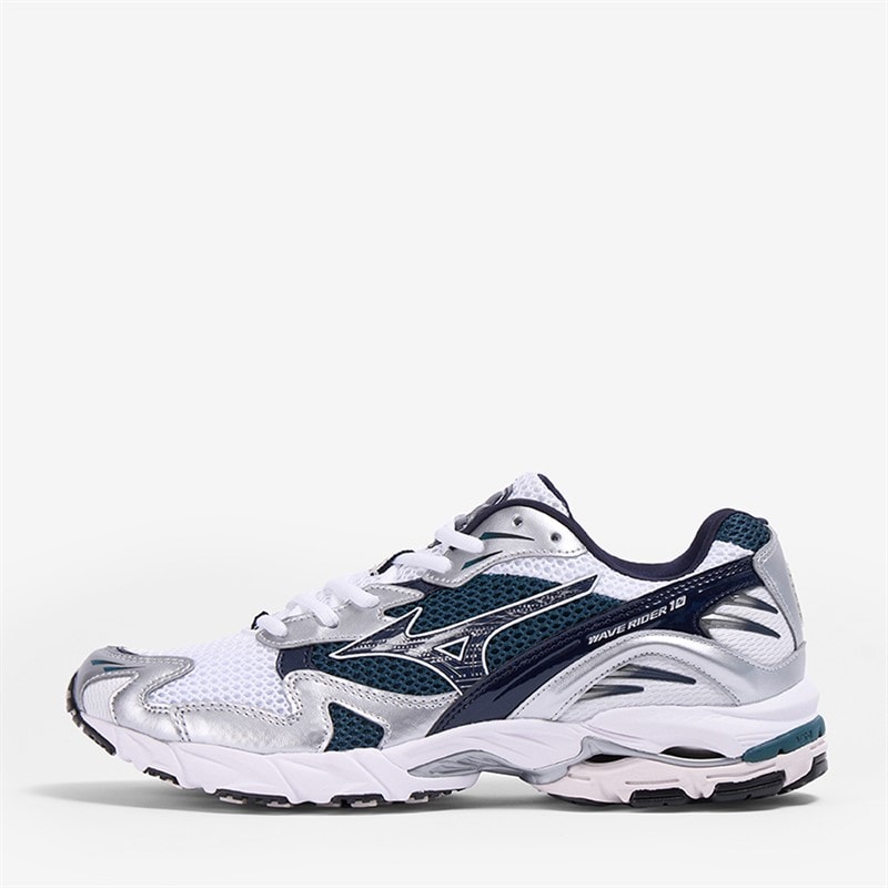 Mizuno Wave Rider 10 Trainers Wit/Bariton Blauw/Diep Teal Wit/Baritoneblue/Deepteal