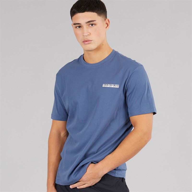 Napapijri Heren Mirada T-shirt met grafische print op de rug Blue Infinity - Afbeelding 2