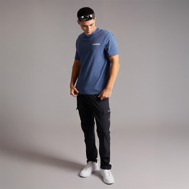 Napapijri Heren Mirada T-shirt met grafische print op de rug Blue Infinity - Afbeelding 4