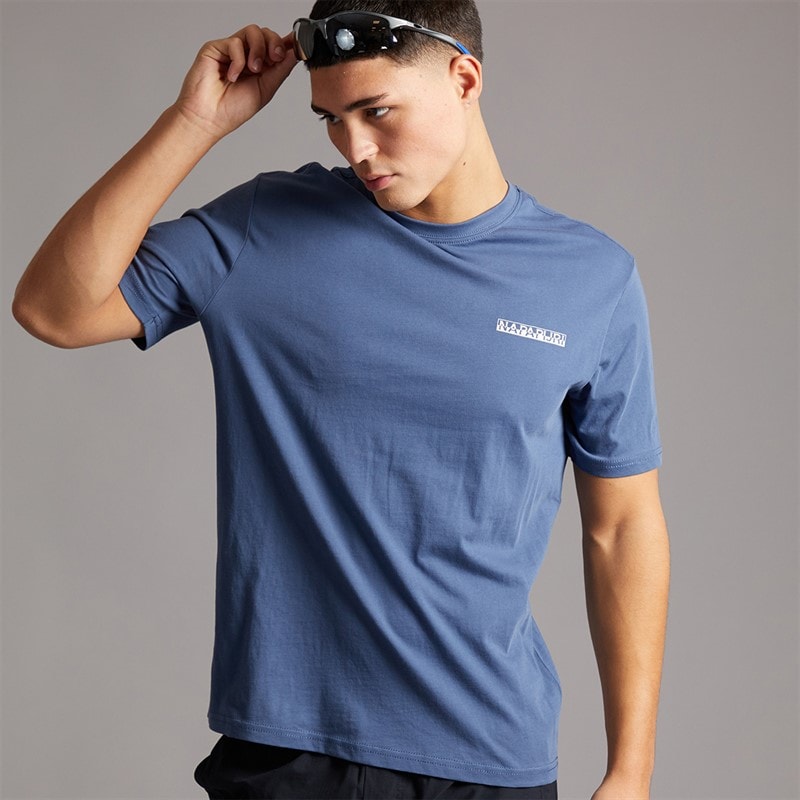 Napapijri Heren Mirada T-shirt met grafische print op de rug Blue Infinity - Afbeelding 5