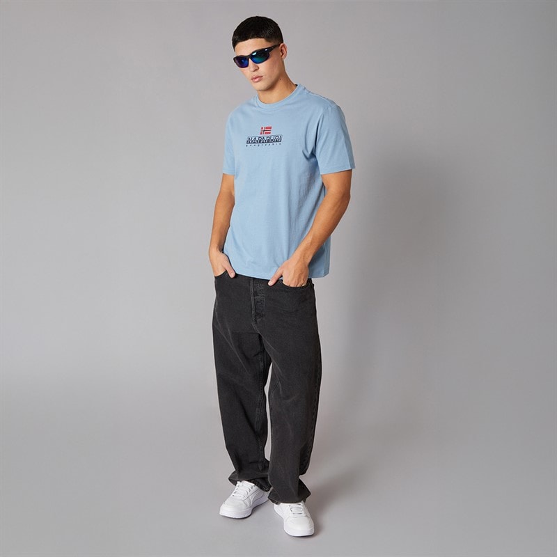 Napapijri T-shirt Sory Homme Logo Faded Denim - Image 4