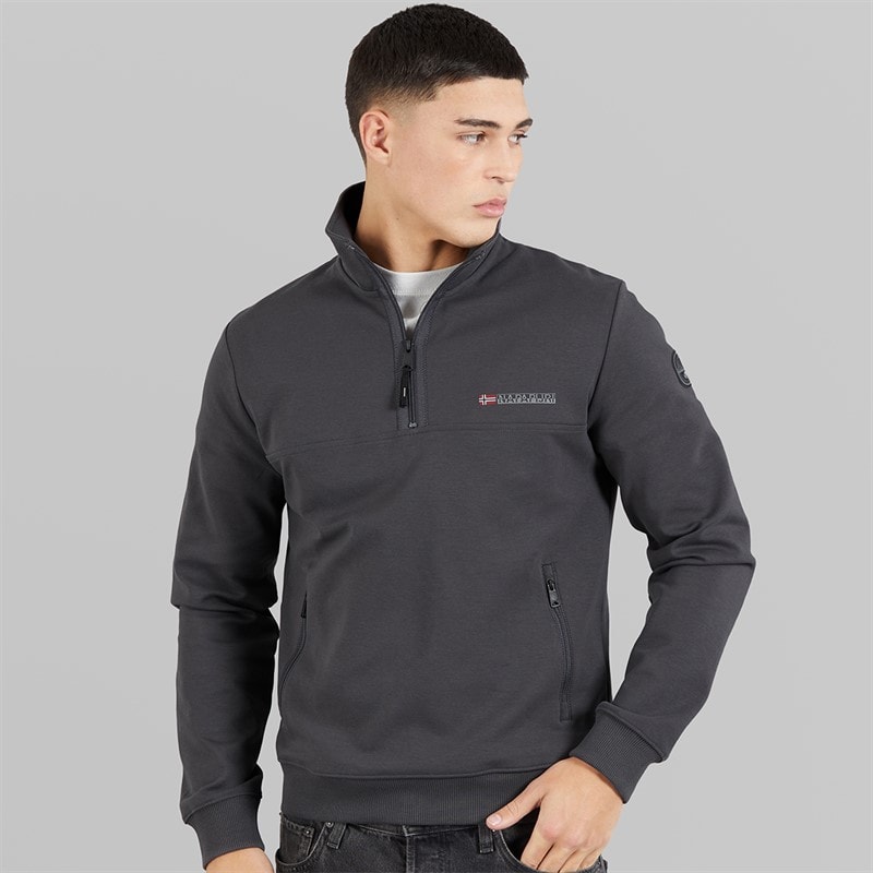 Napapijri Heren Bastien 1/2 Zip Sweatshirt Dark Grey Solid - Afbeelding 1