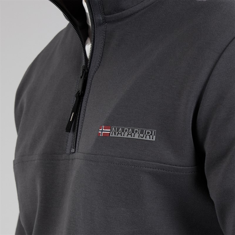 Napapijri Heren Bastien 1/2 Zip Sweatshirt Dark Grey Solid - Afbeelding 3