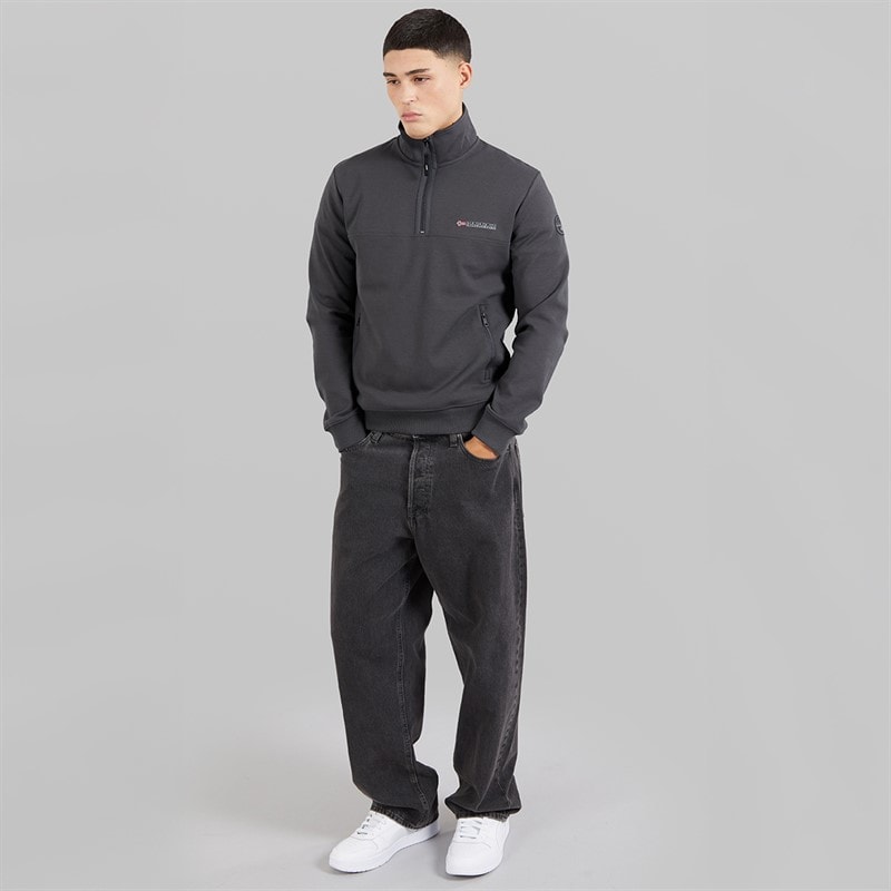 Napapijri Heren Bastien 1/2 Zip Sweatshirt Dark Grey Solid - Afbeelding 4