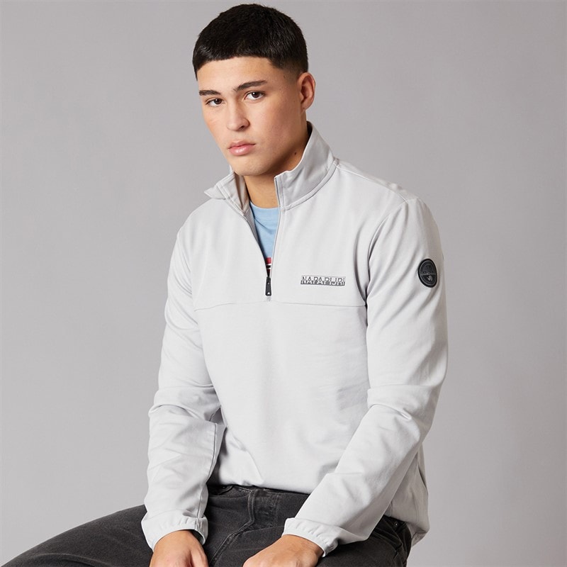 Napapijri Heren Sesano 1/2 Rits Top Light Grey Solid