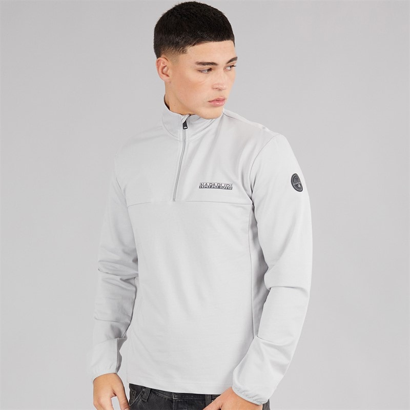 Napapijri Heren Sesano 1/2 Rits Top Light Grey Solid - Afbeelding 3