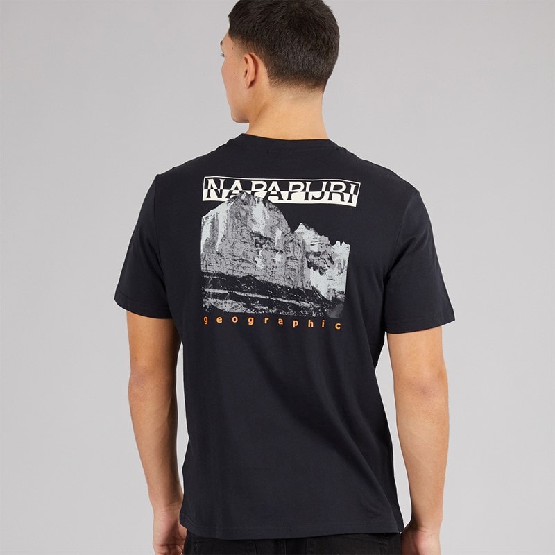 Napapijri Heren Mirada T-shirt met grafische print op de rug Zwart - Afbeelding 3