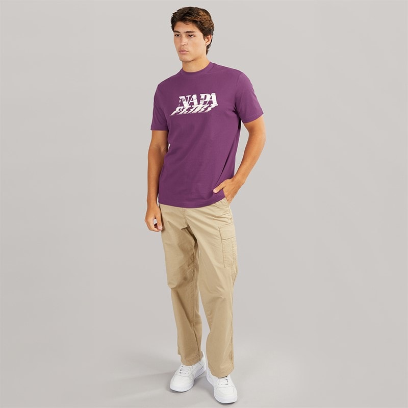 Napapijri Lodestar T-shirt dla niego kolor Purple Pass – zdjęcie  3