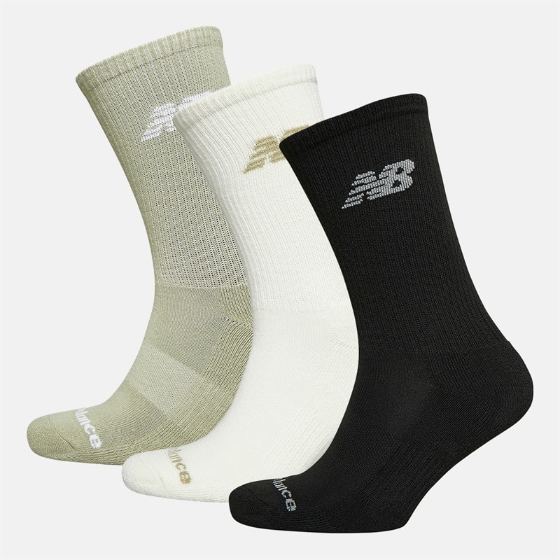 New Balance Fliegendes Logo 3er-Pack Crew Socken Olivine / Meersalz / Schwarz