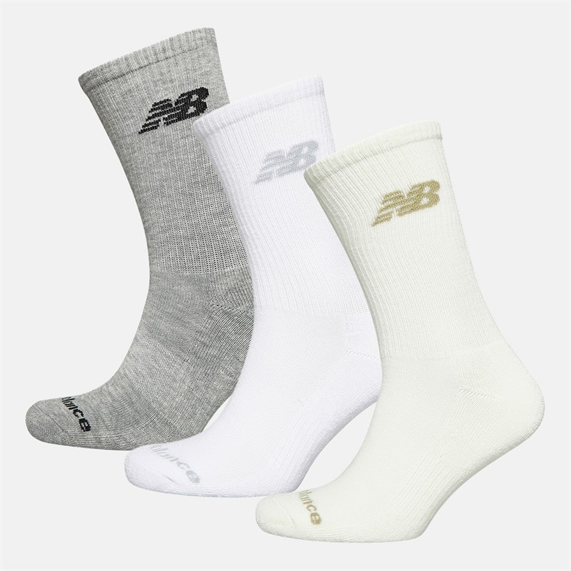 New Balance Fliegendes Logo 3er-Pack Crew Socken Weiß / Grau meliert / Meersalz