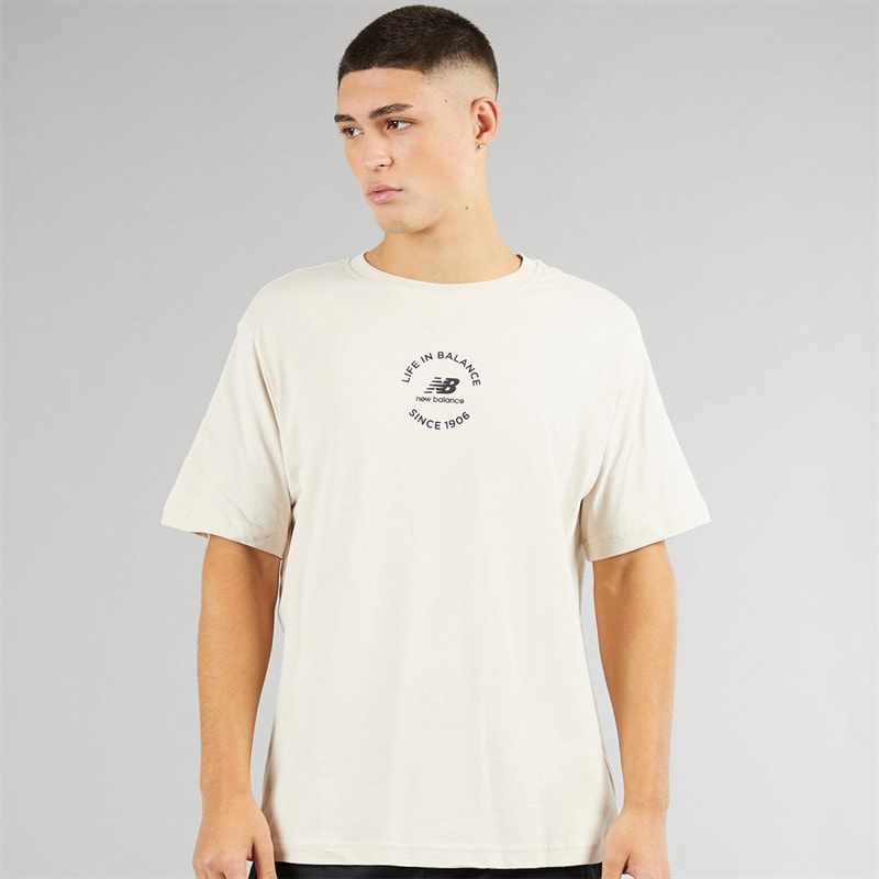 New Balance Heren Leven In Balans Oversized T-Shirt Moonbeam - Afbeelding 1