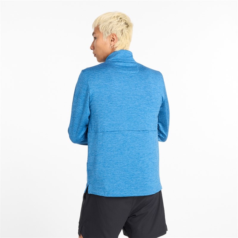New Balance Heren Essential Heat Grid 1/2 Rits Hardloop Top Heron Blauw - Afbeelding 2