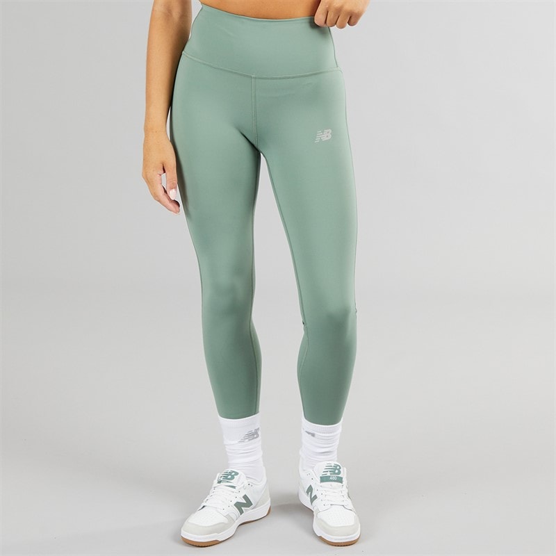 New Balance Dames Strak NB Dry Hoge Taille Strakke Legging Donker Jeneverbes - Afbeelding 1