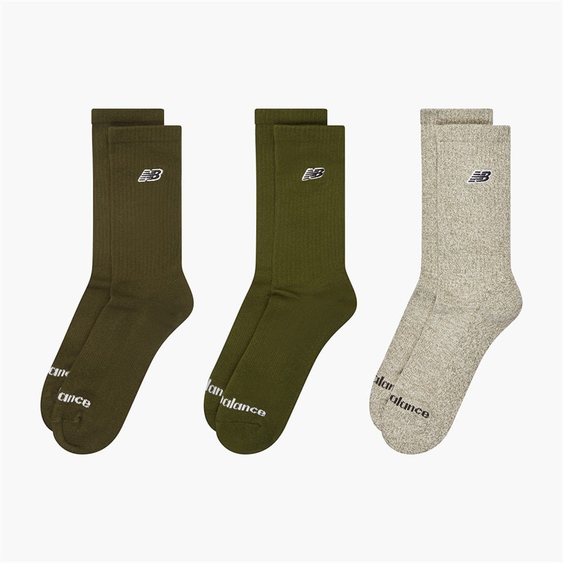 New Balance Zwarte patch logo drie paar crew sokken Bruin/Khaki/Wit - Afbeelding 2