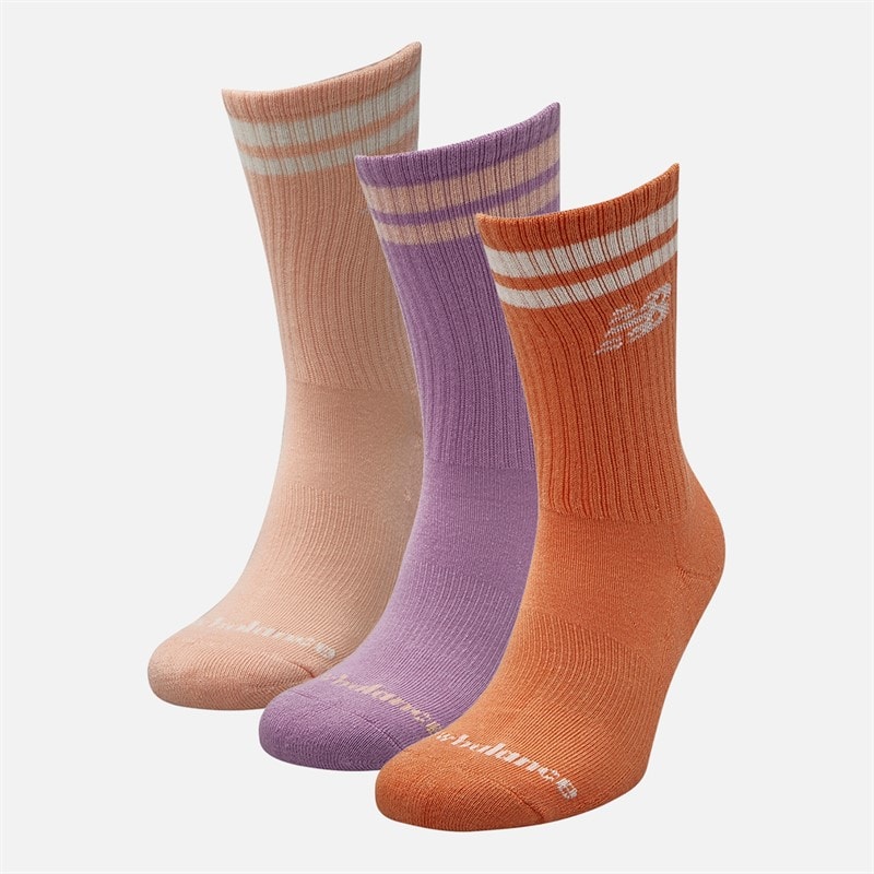 New Balance Elke Dag Streep Drie Pack Crew Sokken Oranje/Paars - Afbeelding 2
